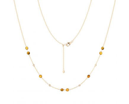 Necklace with diamonds, tiger's eye and citrines