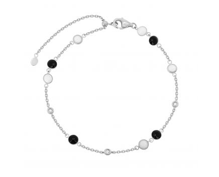 Bracelet with diamond, onyx and white agate