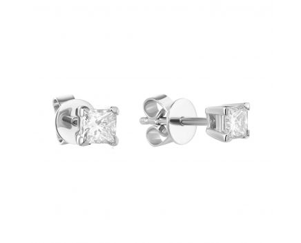 Princess cut diamond earrings in white gold 1-243 632