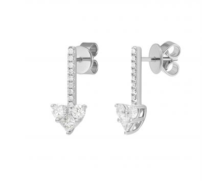 Earrings Heart with diamonds in white gold