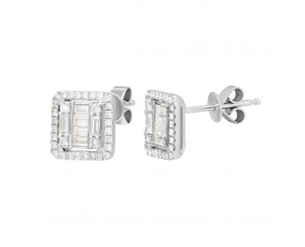 Earrings with diamonds in white gold 1С809-0377