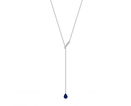Tie necklace with diamonds and sapphires in white gold 1L034DK-0175