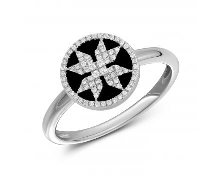 Ring with diamonds and onyx in white gold 1К034-1721