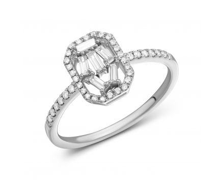 Ring with diamonds in white gold 1К034-1677