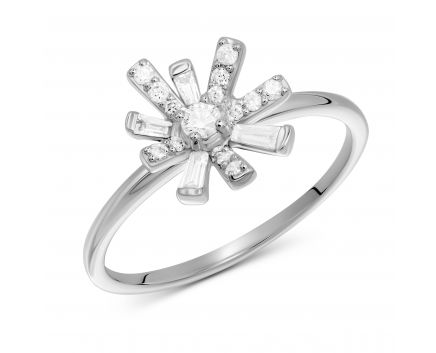 Ring with diamonds in white gold 1К809-0331
