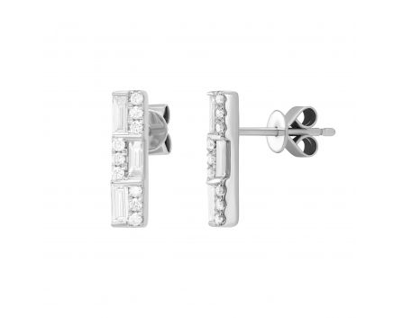 Earrings with diamonds in white gold 1С809-0345