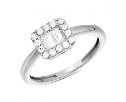 Ring with diamonds in white gold 1К809-0334