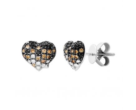 Earrings with diamonds in white gold 1С956-0117