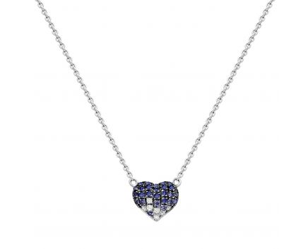 Necklace with diamonds and sapphires in white gold 1L956-0024