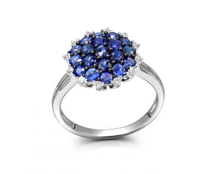 Ring with diamonds and sapphires in white gold 1-207 484