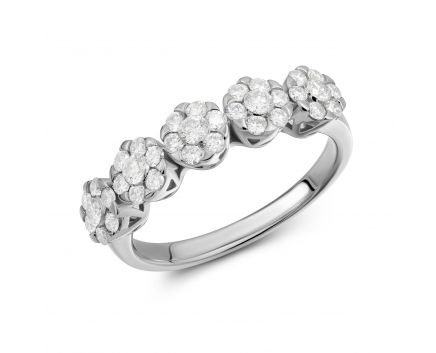Ring with diamonds in white gold 1К193-0157