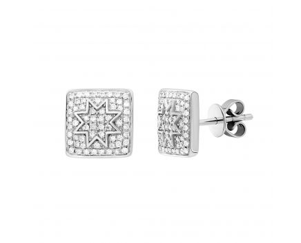 Earrings with diamonds in white gold 1С034-1460