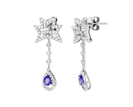 Earrings with diamonds and tanzanites in white gold1С034-1463