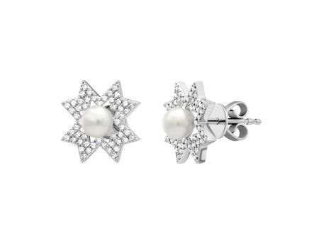 Earrings with diamonds and pearls 1С034-1468