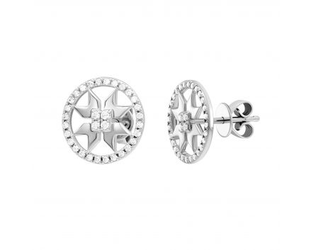 Earrings with diamonds in white gold 1С034-1526