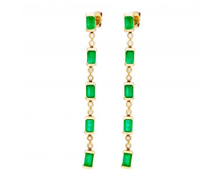 Earrings with diamonds and emeralds in yellow gold 1-208 865