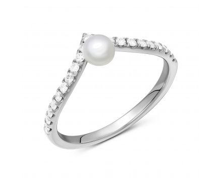 Ring with diamonds and pearl 1К034-1704