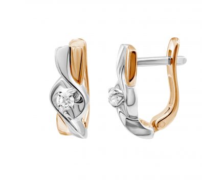 Earrings with diamonds in a combination of white and rose gold 1-208 205