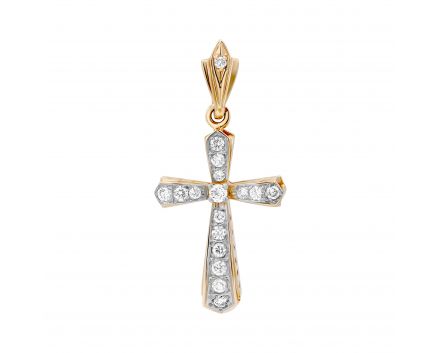 Cross pendant with diamonds in rose gold 1-242 842
