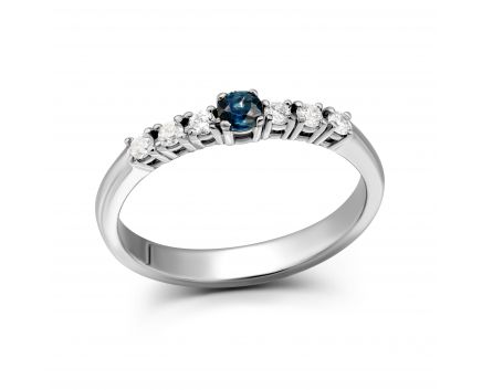 Ring with sapphire and diamonds in white gold 1-208 584