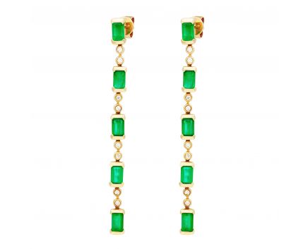 Earrings with diamonds and emeralds in yellow gold 1-208 865