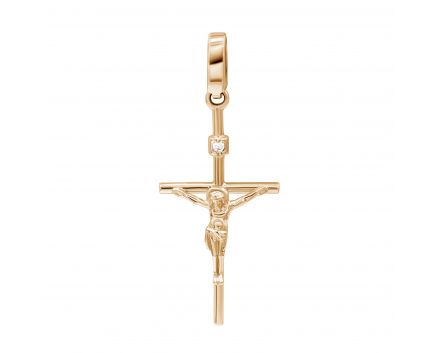 Крест с бриллиантом в розовом золоте К171:ЭД-Кр7151
