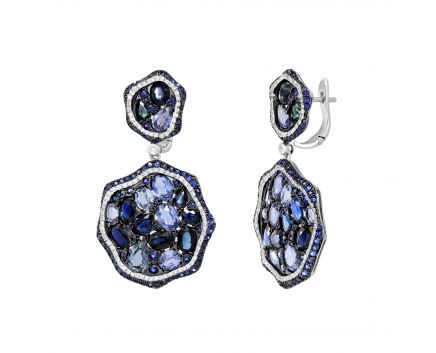 Earrings with diamonds and sapphires in white gold 1C956-0096