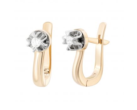 Earrings with diamonds in a combination of white and rose gold 1С955-0003