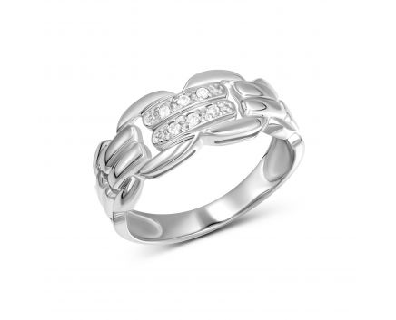 Ring with diamonds in white gold 1К955-0014