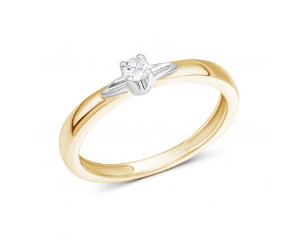 Ring with a diamond in a combination of white and rose gold 1-209 516