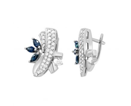 Earrings with diamonds and sapphires in white gold 1-209 549