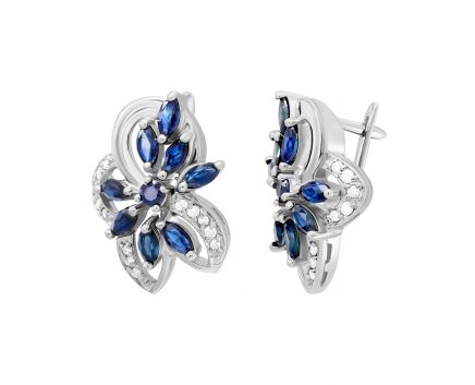 Earrings with diamonds and sapphires in white gold 1-209 550