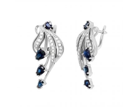 Earrings with diamonds and sapphires in white gold 1С955-0034