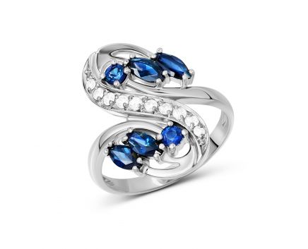 Ring with diamonds and sapphires in white gold 1-209 578