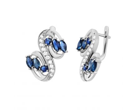 Earrings with diamonds and sapphires in white gold 1С955-0041