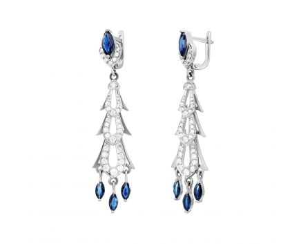 Earrings with diamonds and sapphires in white gold 1-209 582