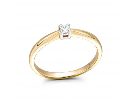 Ring with a diamond in a combination of white and rose gold 1К464ДК-0065