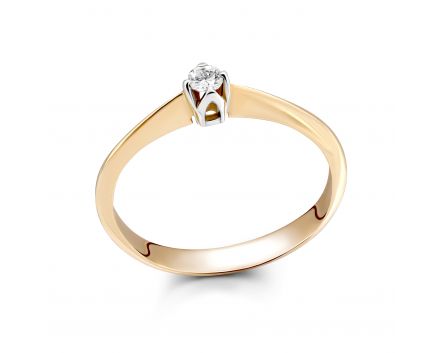 Ring with a diamond in a combination of white and rose gold 1-209 065