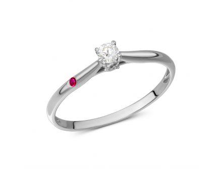 Ring with diamond and ruby in white gold 1K034-1650