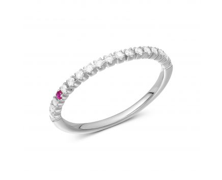 Ring with diamonds and ruby ​​in white gold 1K034DK-1652