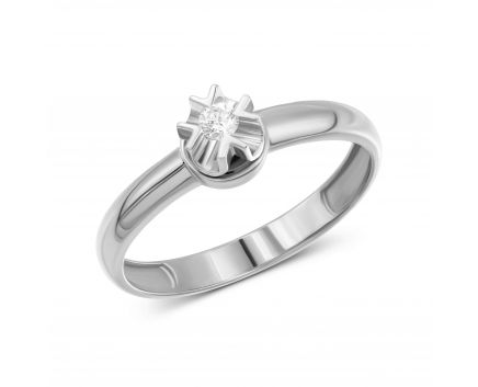 Ring with diamond in white gold 1К955-0004