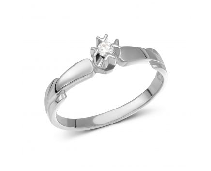 Ring with diamond in white gold 1К955-0044