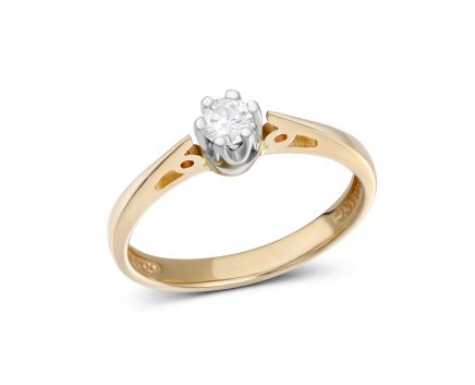 Ring with a diamond in a combination of white and rose gold 1К955-0066