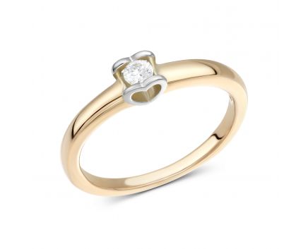 Ring with a diamond in a combination of white and rose gold 1K955-0070