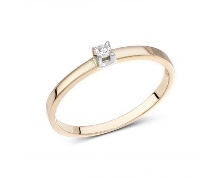 Ring with a diamond in a combination of white and rose gold 1K955-0072