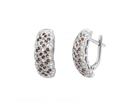 Earrings with diamonds and wild quartz in white gold 1-209 528