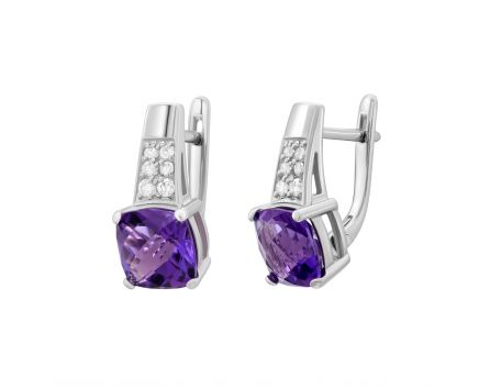 Earrings with diamonds and amethysts in white gold 1-209 567