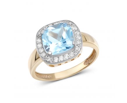 Ring with diamonds and topaz in rose gold 1-209 571