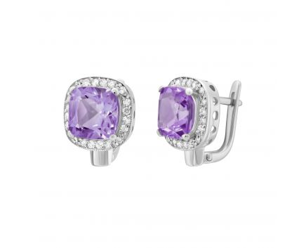 Earrings with diamonds and amethysts in white gold 1С955-0039