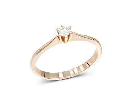 Кольцо с бриллиантом в розовом золоте 1К924-0213